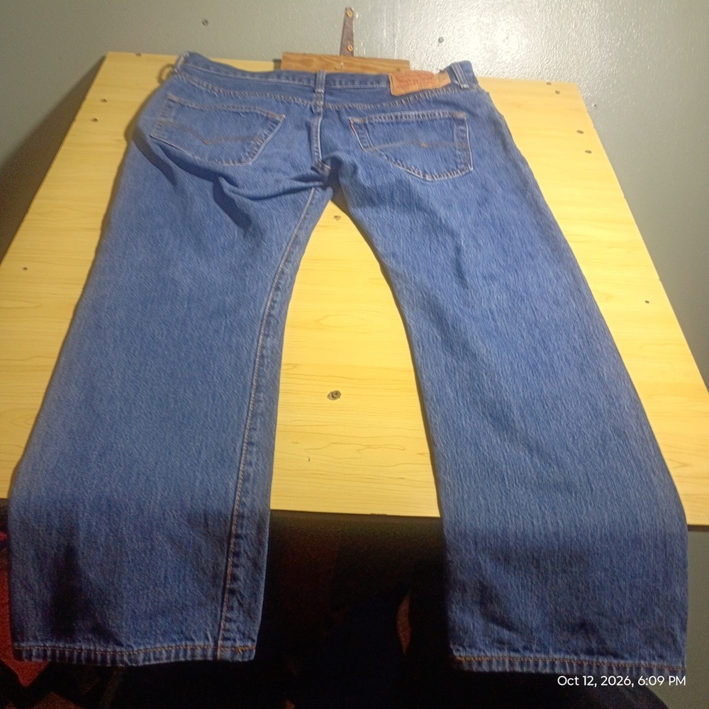 Levi's 501 Original Fit Jeans Mens 36x29 Blue Button Fly Straight Leg Denim - Picture 10 of 11